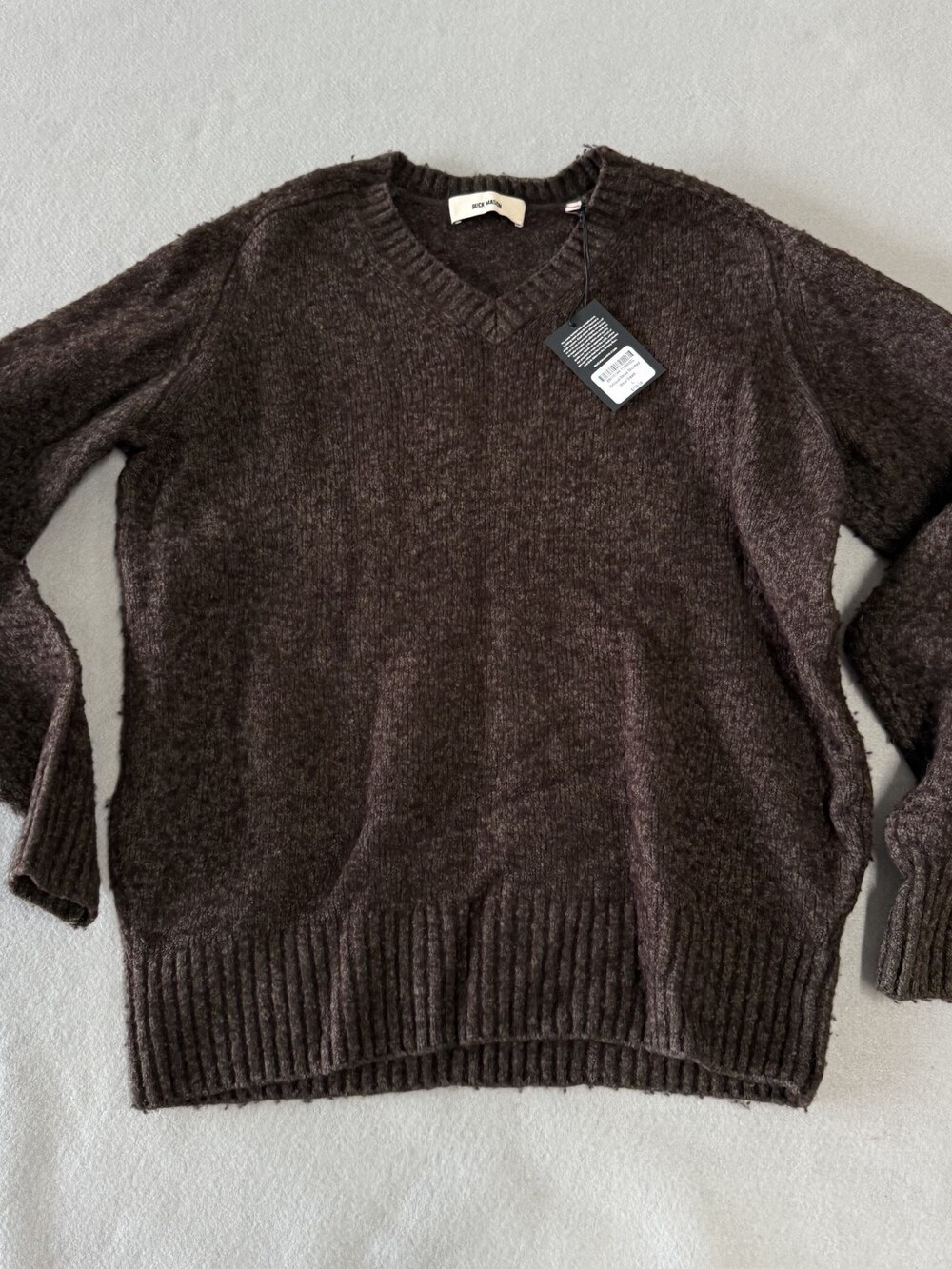 Buck Mason Wool V Neck Sweater Antique Moss Sz Large MSRP $178 NWT [AE15]